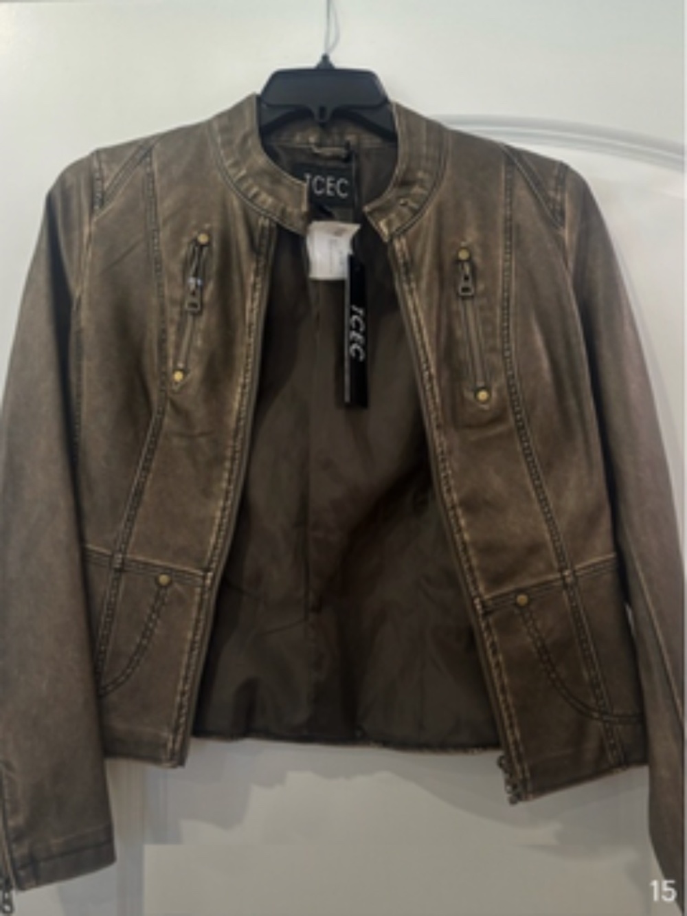 TCEC - Large Brown Faux  Leather Jacket - NWT
